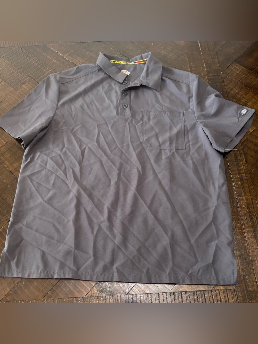 Dickies Polo Work Shirt Mens L Gray Durable Workwear Uniform Top Polyester